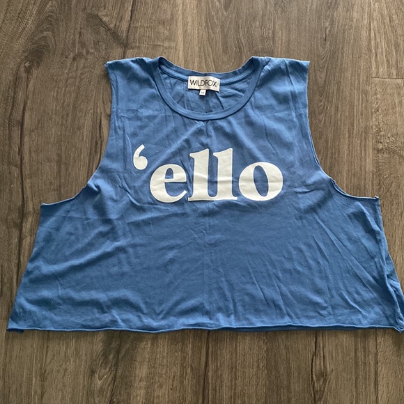 Wildfox Blue Sleeveless ‘Ello Oversized Crop Top - Picture 4 of 4